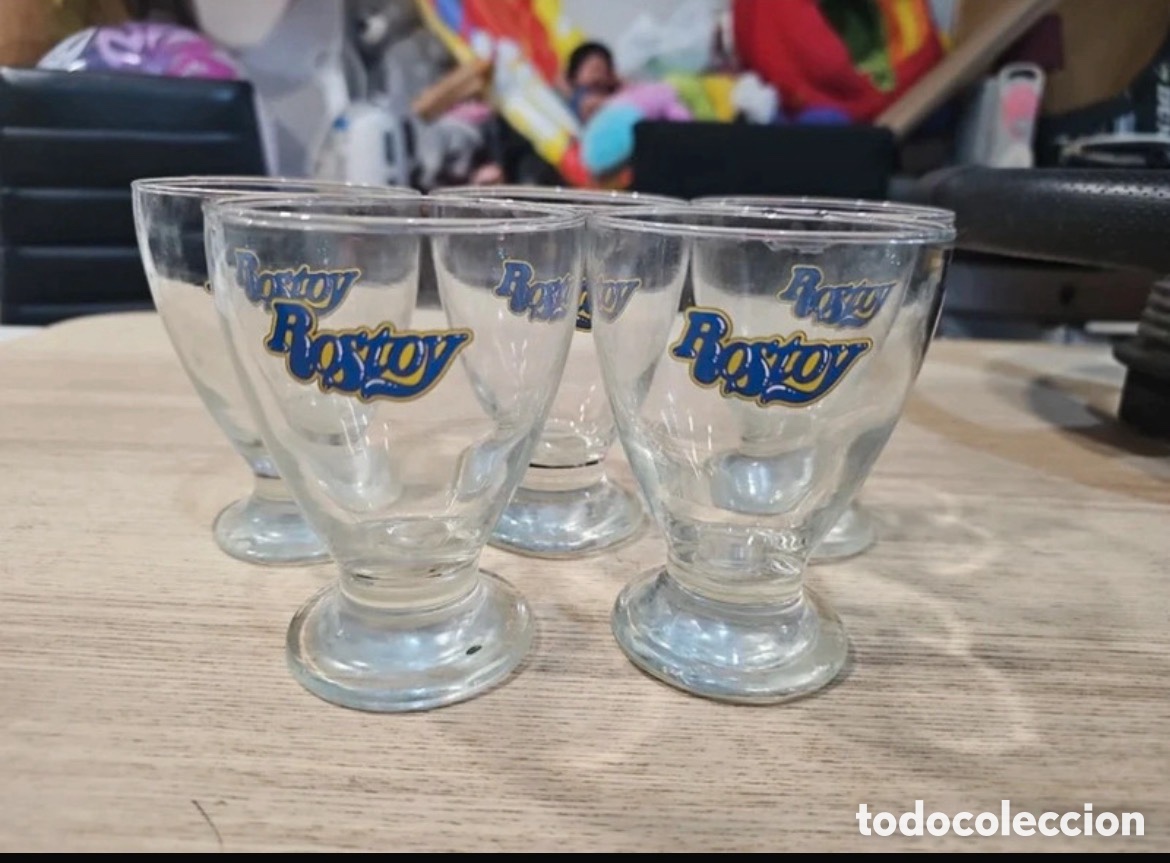 Segunda mano: Lote de cinco copas antiguas de zumo Rostoy - Foto 1