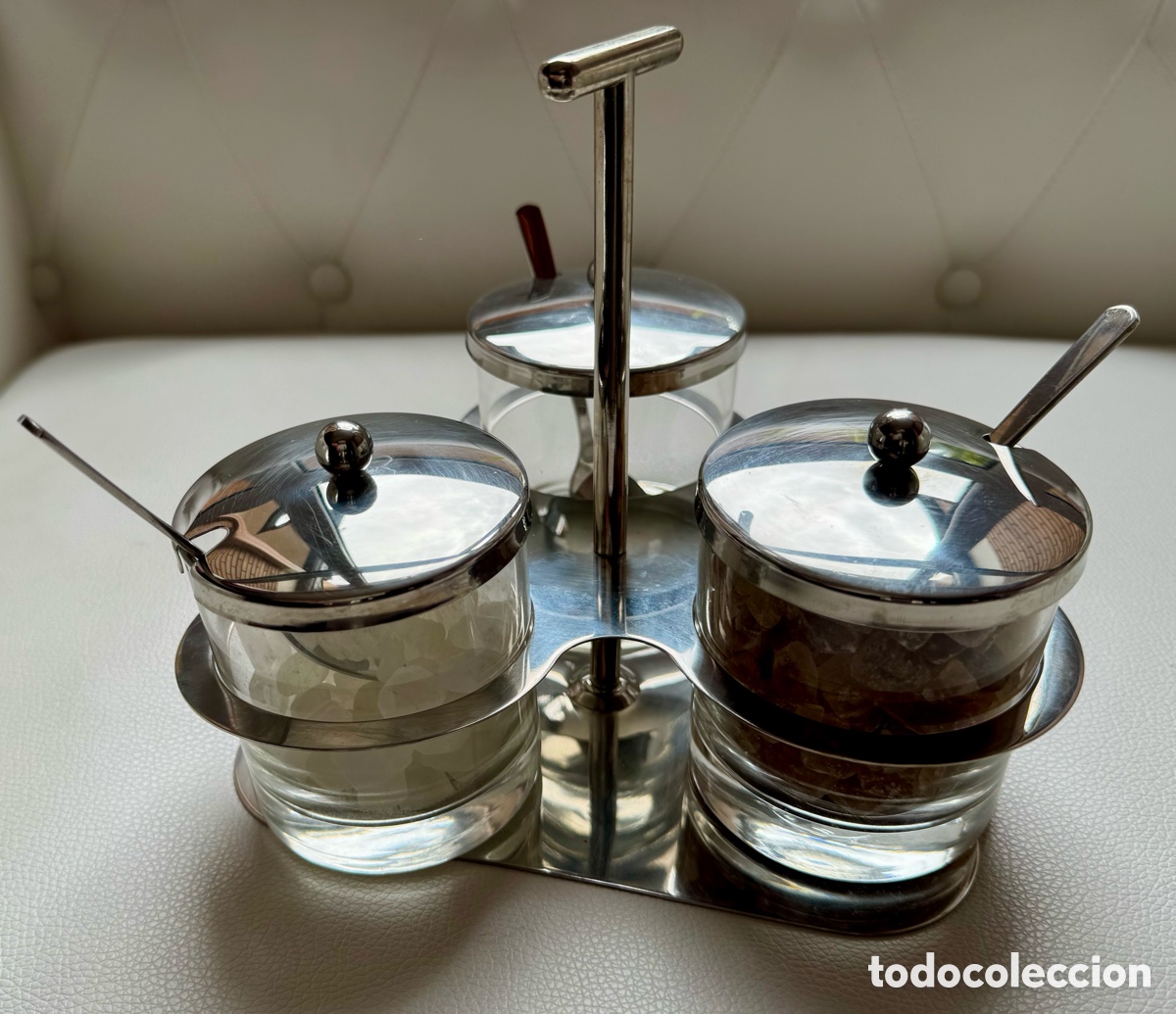 Segunda mano: JUEGO 3 TARROS CRISTAL INOX - Foto 1