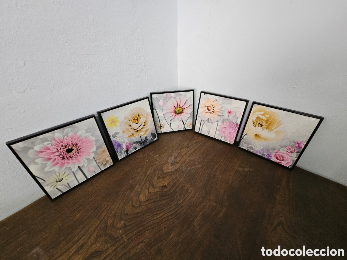 Segunda mano: 5 cuadros de flores Impresas. Colores - Foto 1