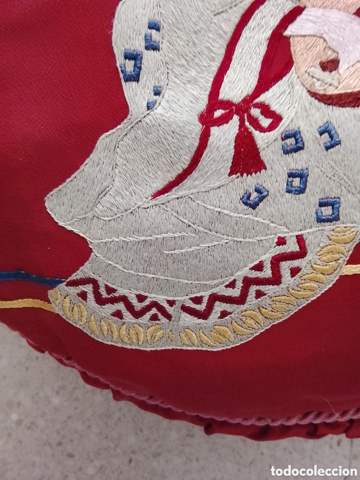 Segunda mano: Antigua funda de cogin de seda bordado. - Foto 9