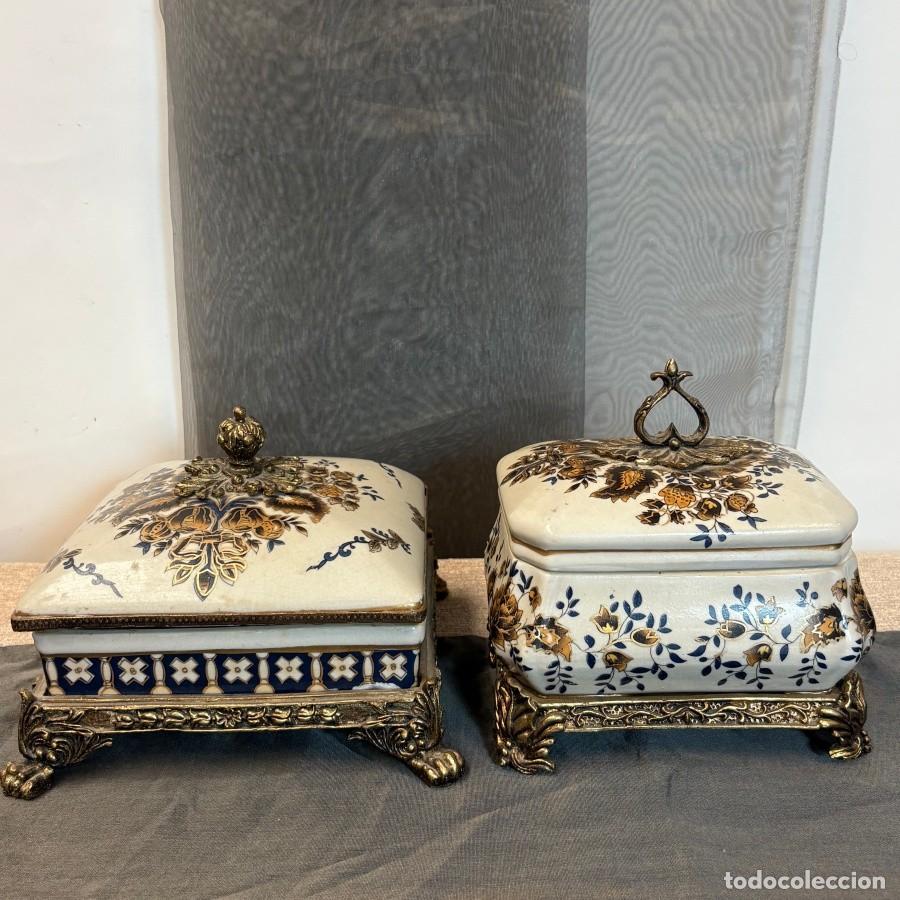 Segunda Mano: Par de Cajas Decorativas de Cer&aacute;mica