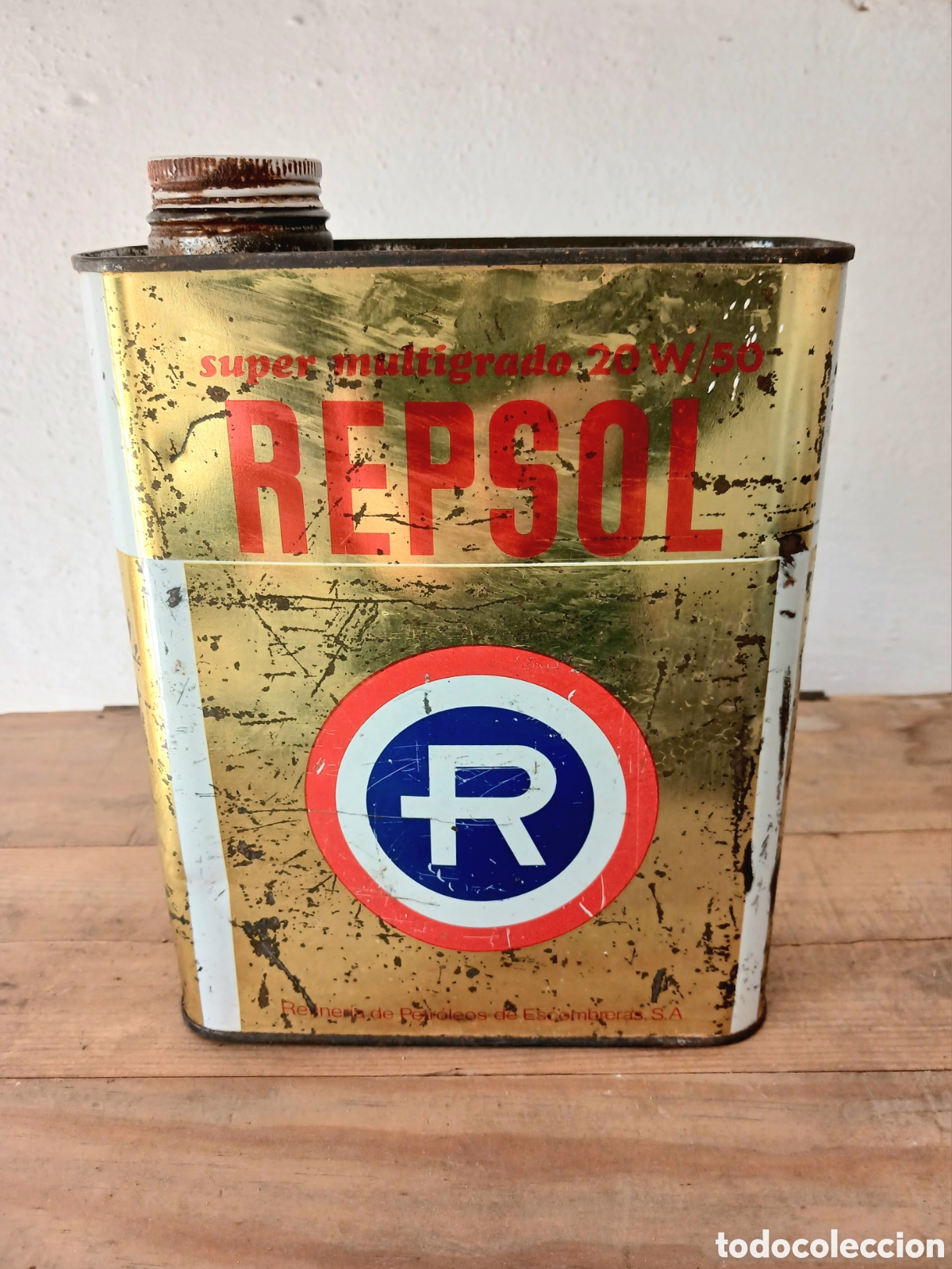 Segunda Mano: Lata vintage de aceite de motor Repsol Super Multigrado 20W/50