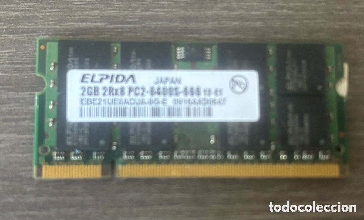 Segunda Mano: Memoria RAM 2GB Elpida DDR2 PC2-6400S 800MHz CL6 SODIMM Laptop EBE21UE8ACUA-8G-E