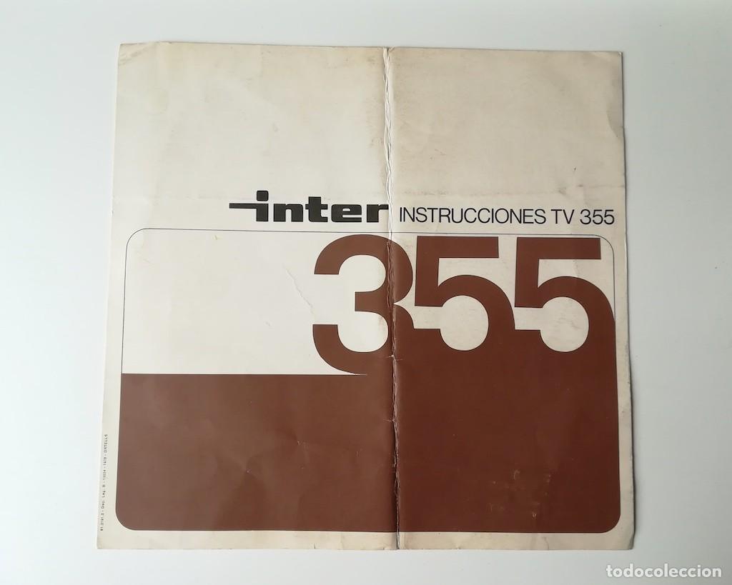 Segunda Mano: Manual de instrucciones Televisor INTER Modelo 355. Original a&ntilde;os 70. Vintage. Retro