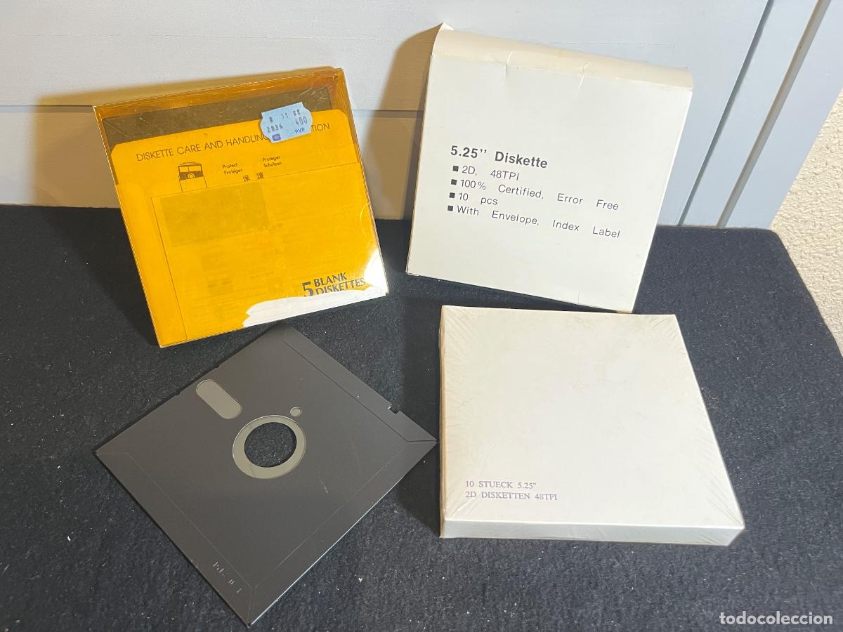 Second-Hand: Lote 25 disquetes 5.25 pulgadas vintage floppy disk IBM MS-DOS retro inform&aacute;tica