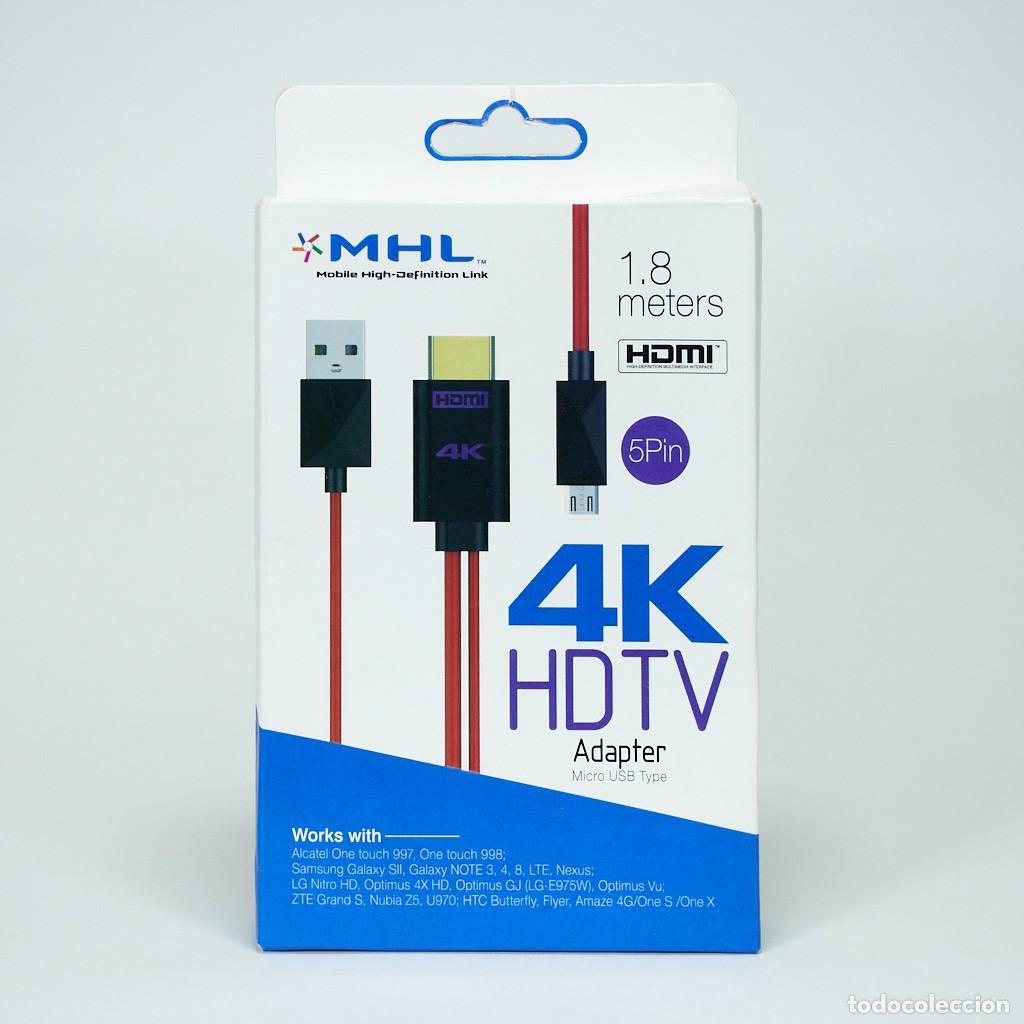 Segunda Mano: Cable adaptador MHL Micro-USB a HDMI 4K HDTV. Conversor v&iacute;deo televisi&oacute;n m&oacute;vil antiguo