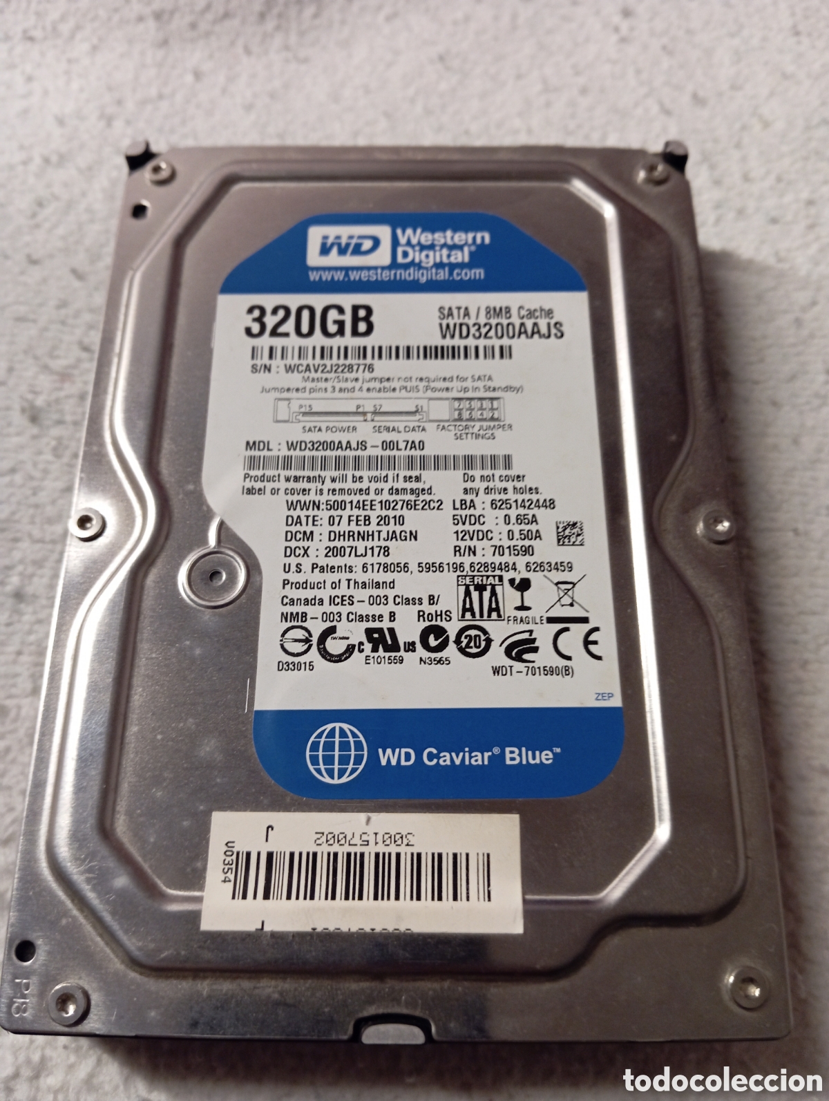Segunda Mano: Disco Duro Interno Western Digital WD Caviar Blue 320GB SATA 3.5&rdquo; &ndash; 7200 RPM &ndash; PC Sobremesa