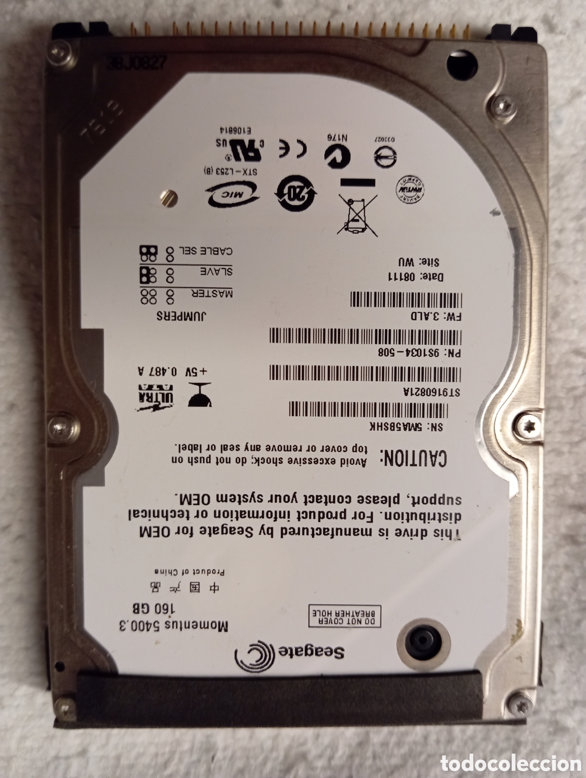 Segunda Mano: Disco Duro Seagate Momentus 5400.3 160GB IDE/PATA 2.5&rdquo; para Port&aacute;til