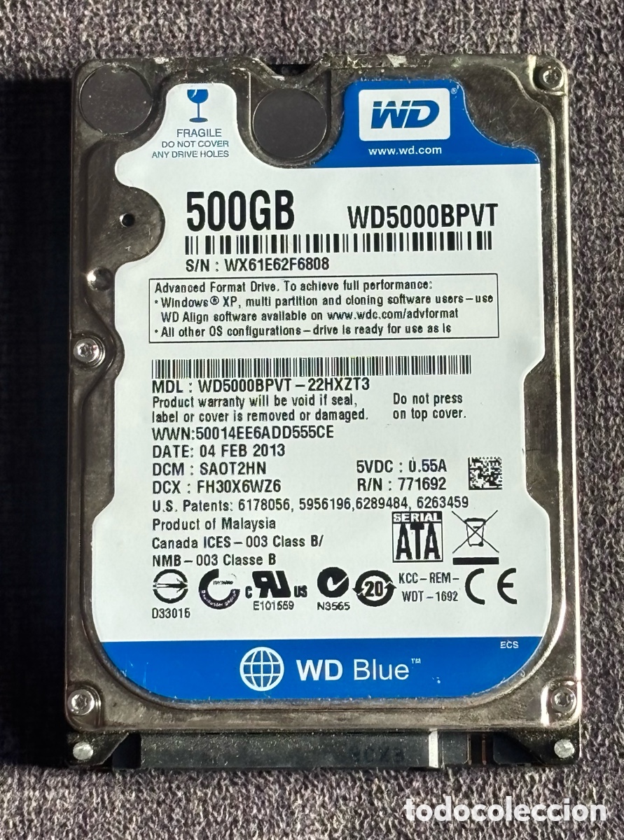 Segunda Mano: Disco Duro Interno 2.5&rdquo; 500GB WD Blue WD5000BPVT SATA Laptop PS3 PS4 - Bueno