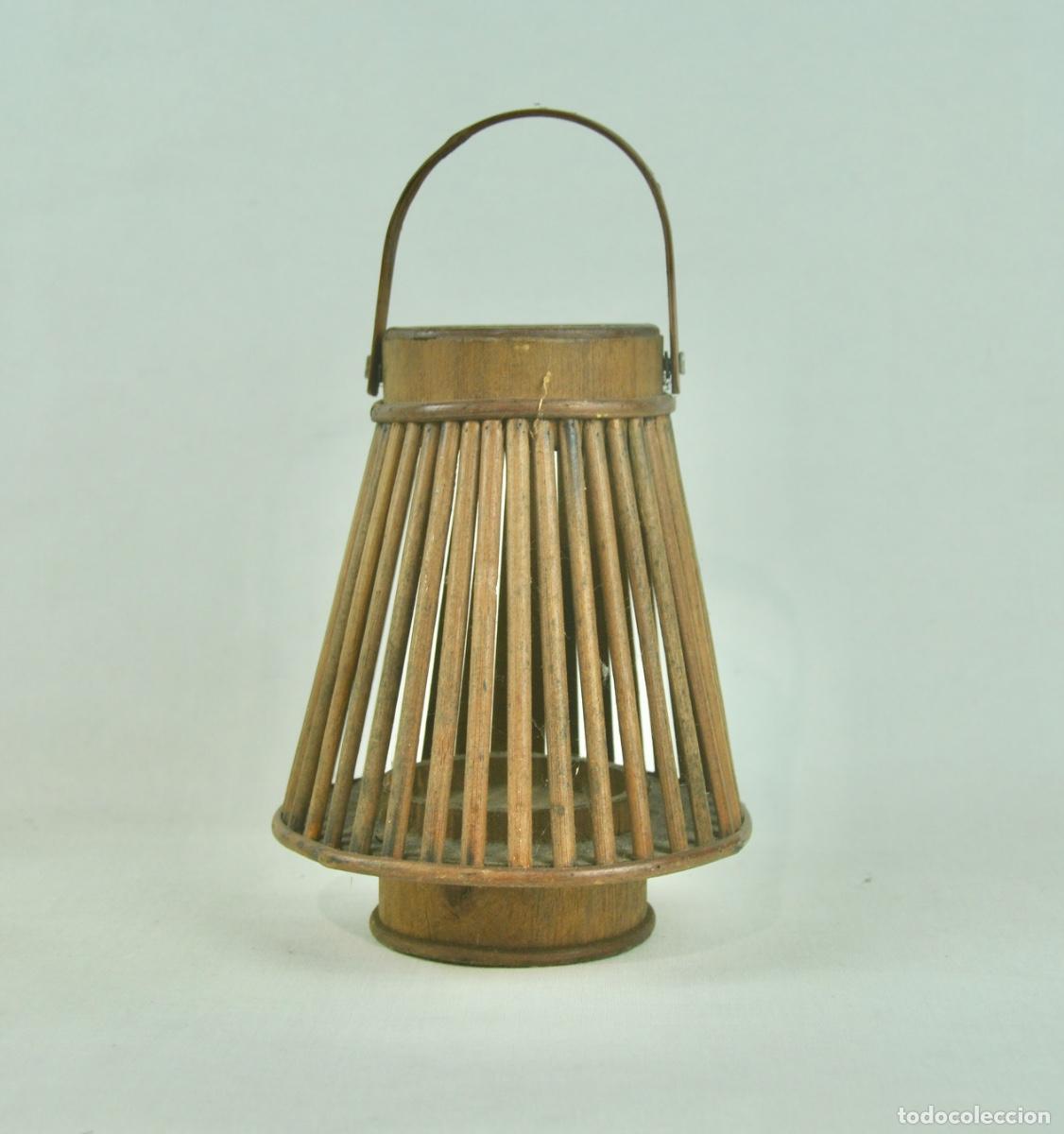 Segunda mano: Porta vela en rattan y madera - Foto 1