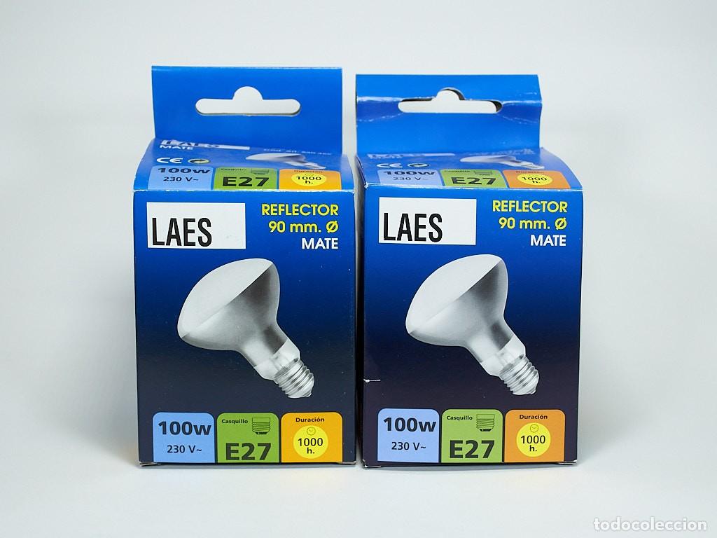 Segunda Mano: Lote 2 bombillas reflectoras LAES R90 E27 100W incandescentes. Nuevas en caja. Descatalogadas.