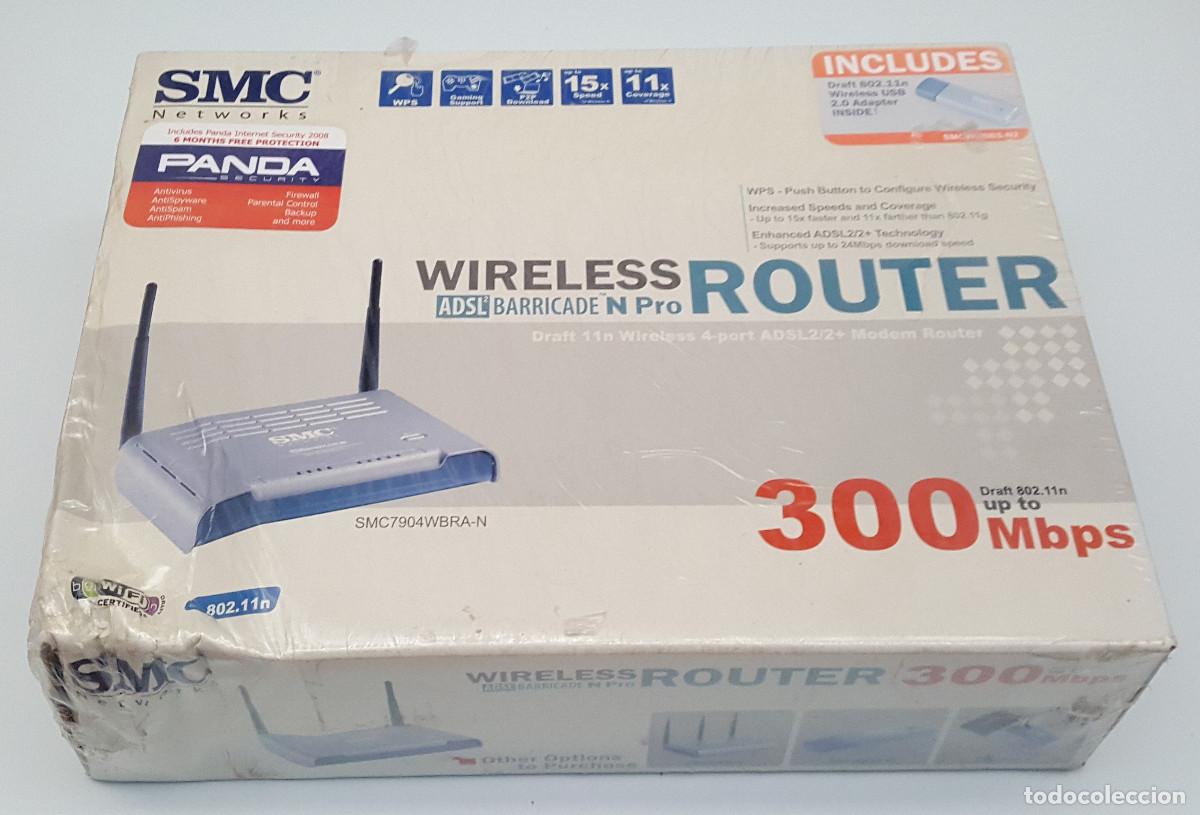 Segunda Mano: SMC WIRELESS ROUTER ADSL BARRICADE N PRO SMC7904WBRA-N, NUEVO, CAJA PRECINTADA