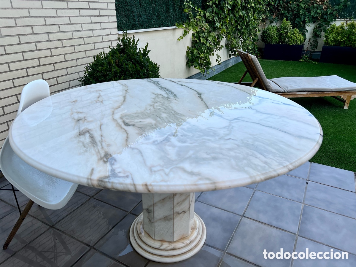Segunda mano: Importante mesa maciza redonda de m&aacute;rmol - Foto 1