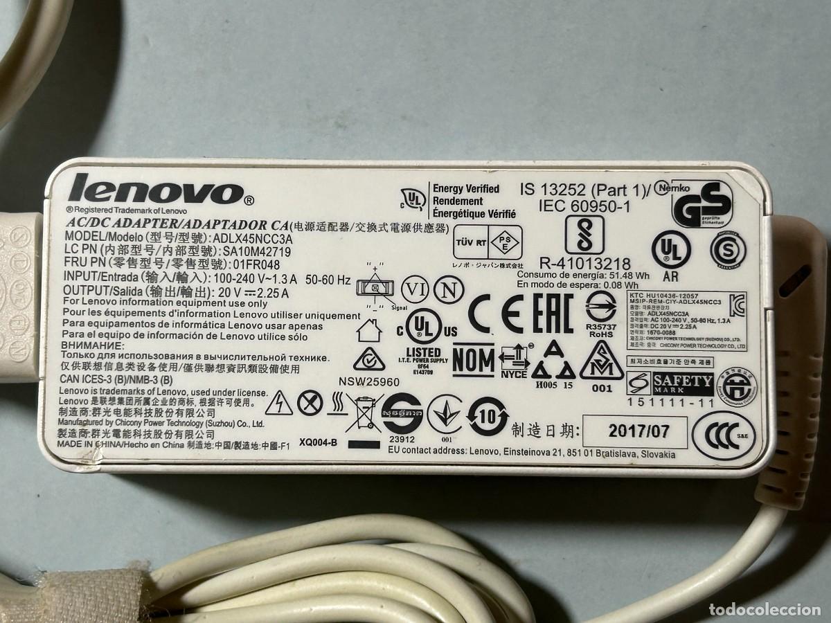 Segunda mano: Cargador original LENOVO ADLX45NCC3A - Foto 3