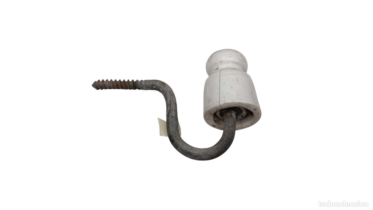 Zweite Hand: Aislador El&eacute;ctrico Antiguo de Porcelana con Gancho &ndash; Tendido El&eacute;ctrico &ndash; Pieza Industrial Vintage