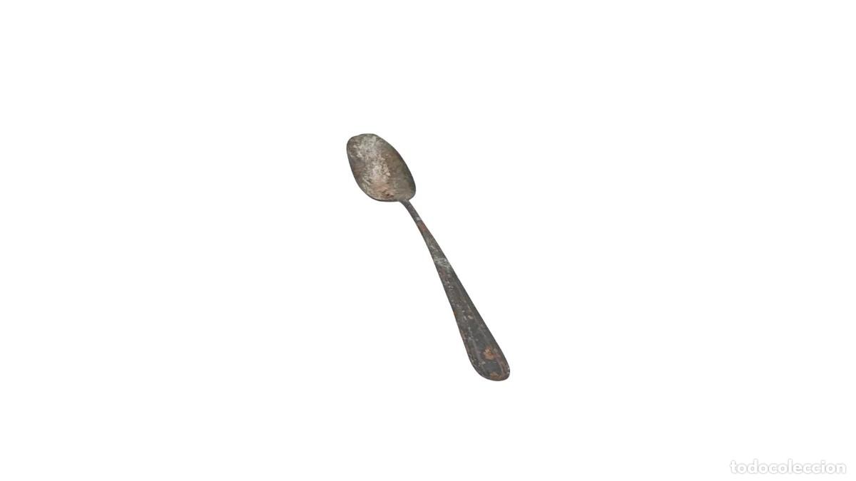 D'Occasion: Cuchara Antigua de Servicio &ndash; Siglo XIX &ndash; Mango Simple y Cuenco Ovalado &ndash; P&aacute;tina y Oxidaci&oacute;n &ndash; Muy R