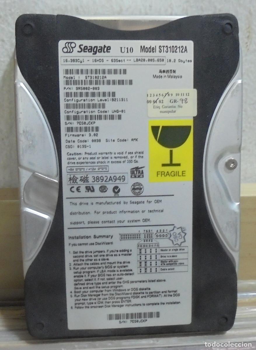 Segunda Mano: Disco duro Seagate. Modelo ST310212A, 10'2 Gbytes