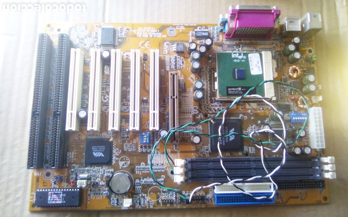 Segunda Mano: Placa base o madre. GA-6VXE7+. Rev. 3.0. Pentium III. 800 EB/256/133/1.7v. SL 4MB. Eslot PGA 370.