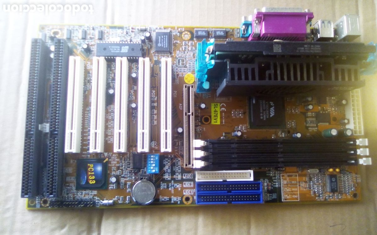 Segunda Mano: Placa base o madre. Soltek SL-67EV1. Pentium III. 533 EB/256/133/1.65v. SL. Slot 5 PCI, 2 ISA, 1 AGP