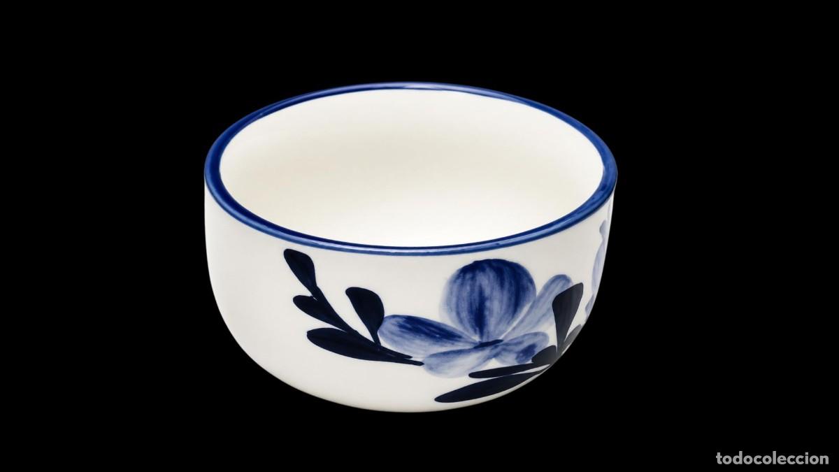 Seconda Mano: CUENCO DE CER&Aacute;MICA PINTADO A MANO - FLOR AZUL COBALTO - ESTILO DELFT - VINTAGE A&Ntilde;OS 60/70