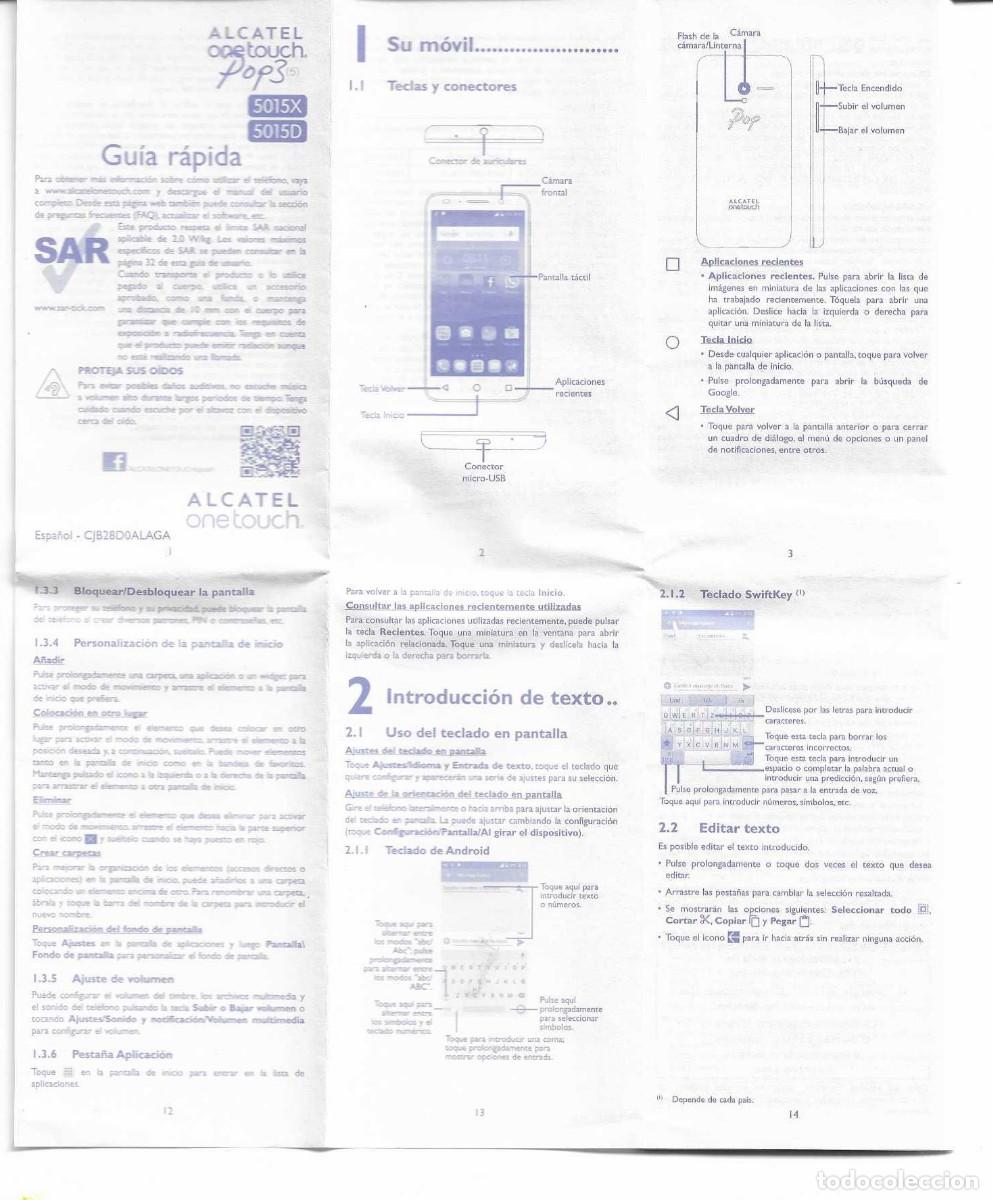Segunda Mano: MANUAL DESPLEGABLE - ALCATEL ONE TOUCH POP 3 5015X / 5015D