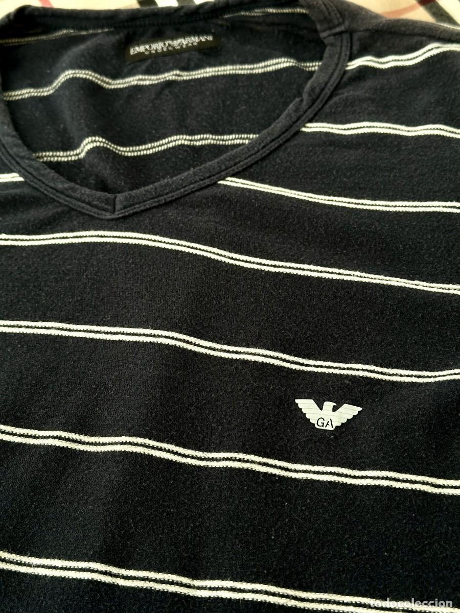 Segunda Mano: Armani M Camiseta Negra rayas ORIGINAL env&iacute;o econ&oacute;mico