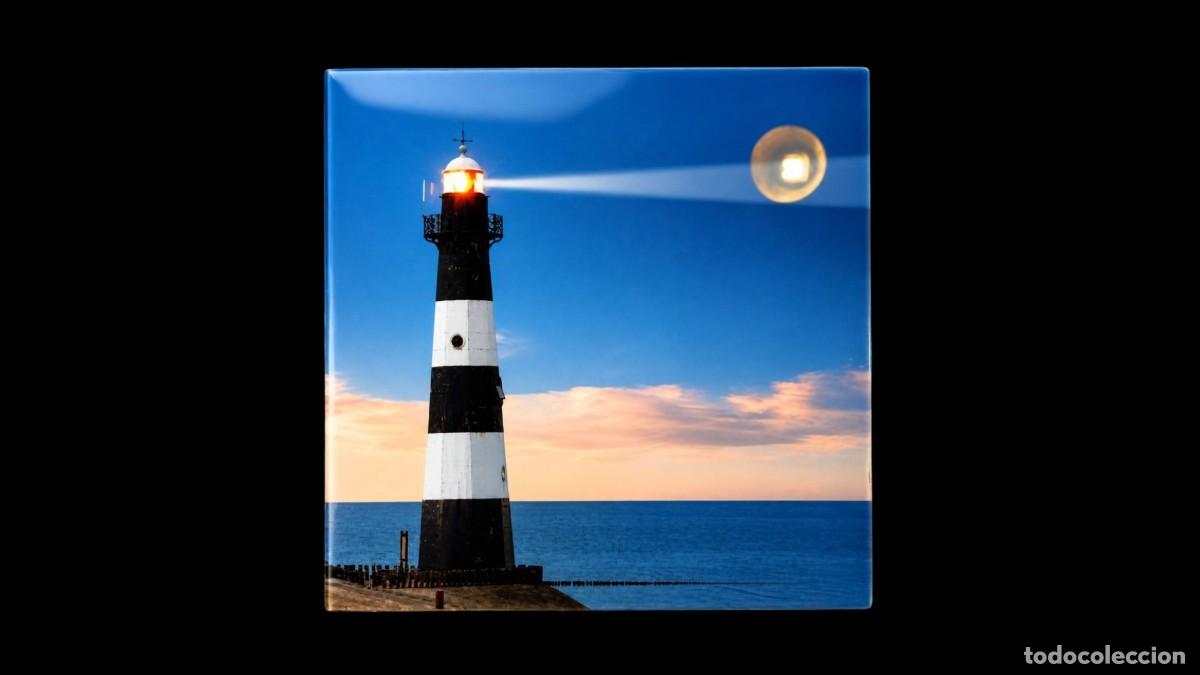 Segunda M&atilde;o: CUADRO VIDRIFICADO FARO BLANCO NEGRO &middot; MAR DEL NORTE &middot; DECORACI&Oacute;N MARINERA