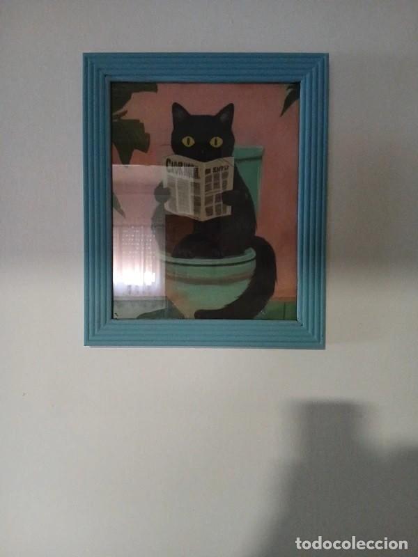Segunda mano: cuadro gato con marco 29x33 - Foto 1