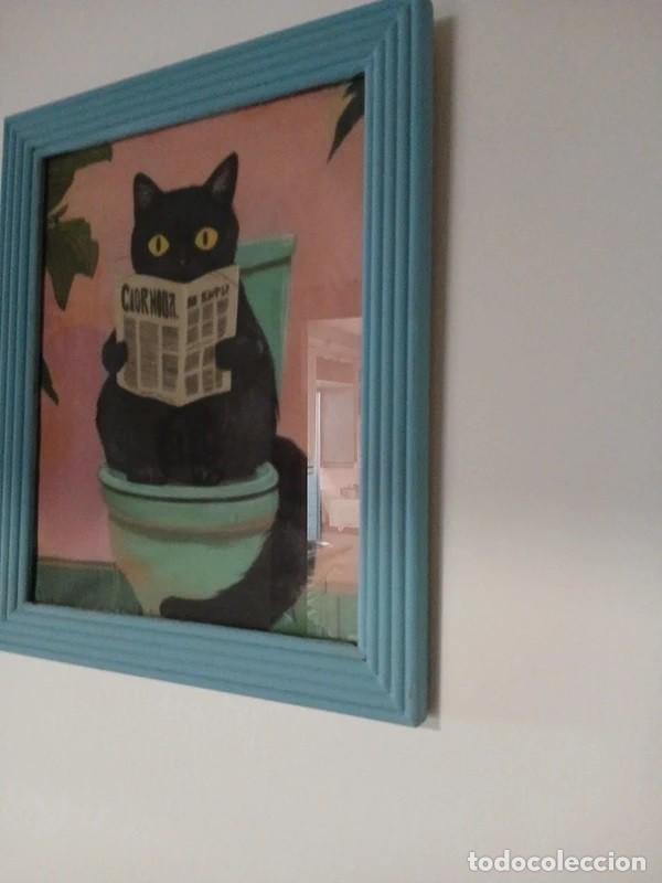 Segunda mano: cuadro gato con marco 29x33 - Foto 3