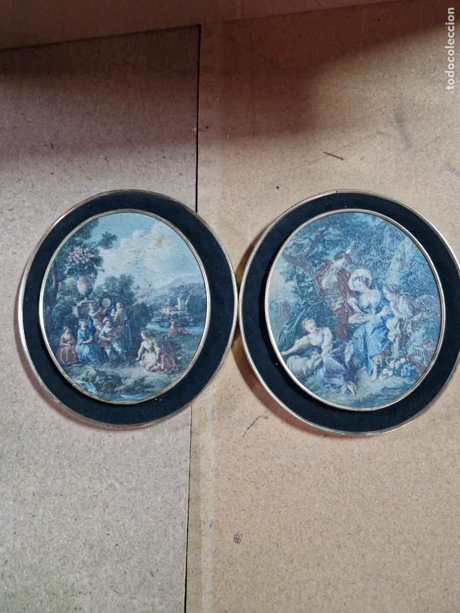 Segunda Mano: 2 BONITOS CUADROS VINTAGE OVALADOS. MEDIDA 23*20CM