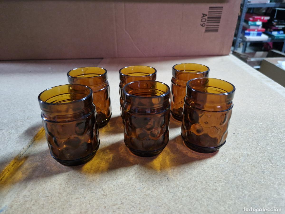 Segunda Mano: 6 BONITOS FRASCOS DE CRISTAL. AMBAR. MEDIDA 7*5
