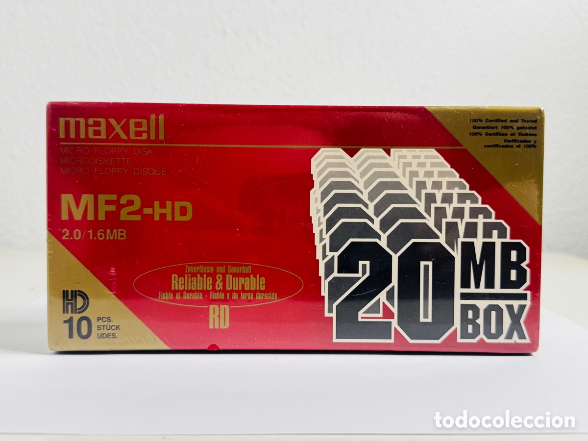 Segunda Mano: 10 disquetes Maxell MF2-HD de 3.5 pulgadas Box New Sealed