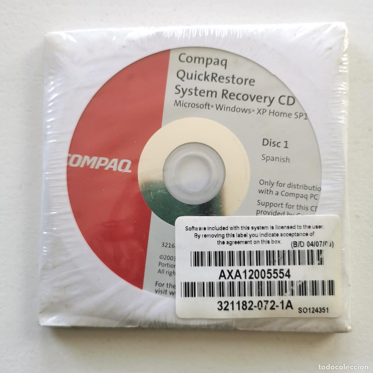 Segunda Mano: CDs originales Compaq Windows XP Home SP1 espa&ntilde;ol QuickRestore Recovery OEM