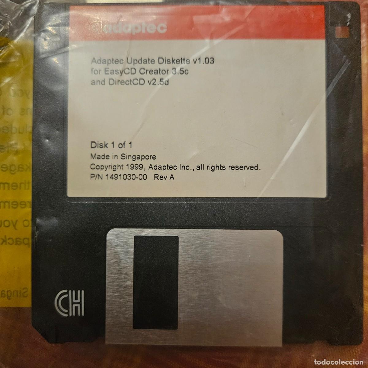 Segunda Mano: Disk Adaptec Update Diskette v1.03 for EasyCD Creator 3.5c & DirectCD v2.5d disquete 3.5 1999 nuevo