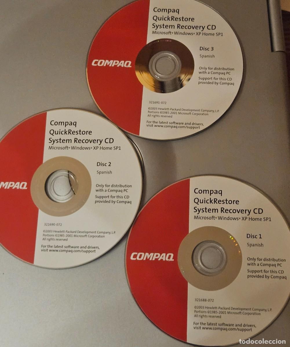 Segunda mano: Lote 3 CDs Compaq QuickRestore System Recovery Windows XP Home SP1 2003 Compaq PC - Foto 1