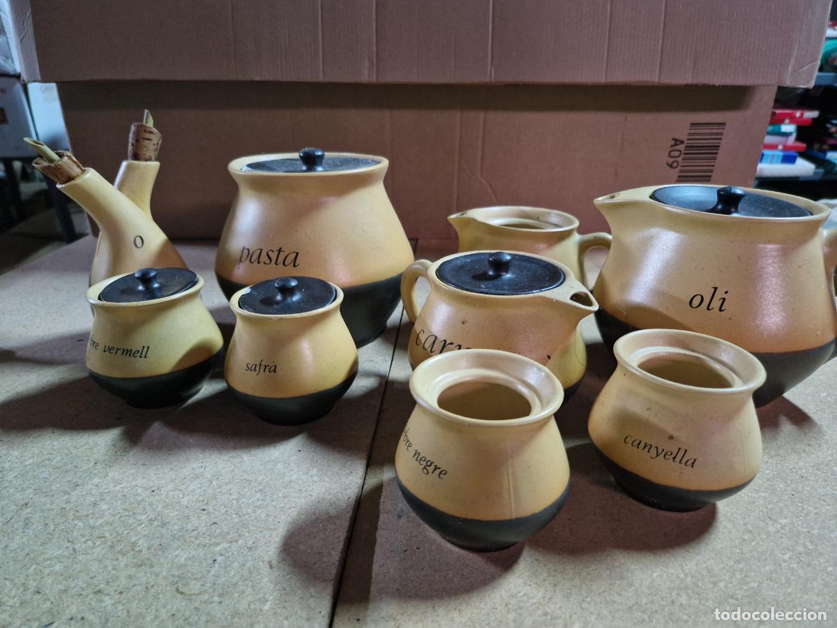 Segunda Mano: BONITO JUEGO DE BOTES DE CERAMICA PARA COCINA. COLOR AMARILLO