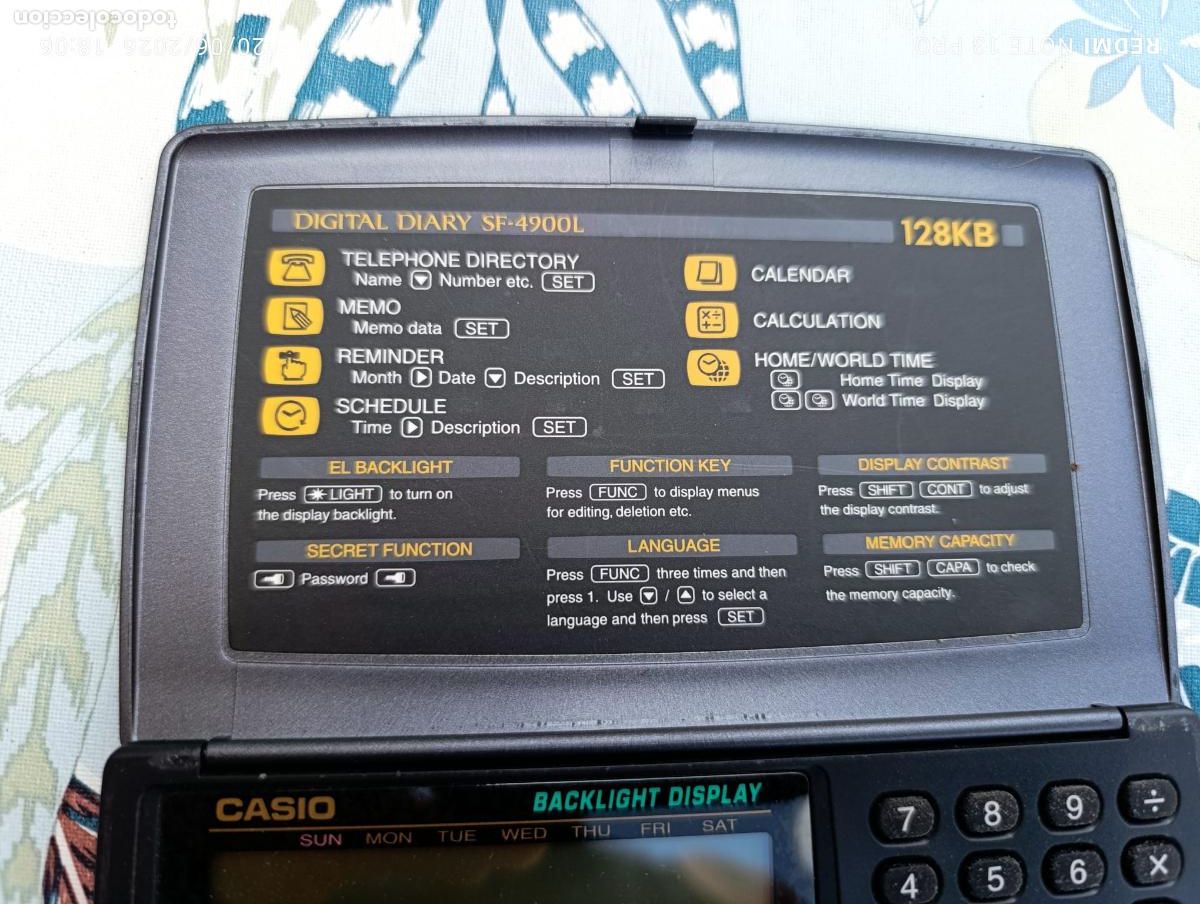 Segunda mano: CASIO DIGITAL DIARY SF-4900L 128 KB VINTAGE. - Foto 2