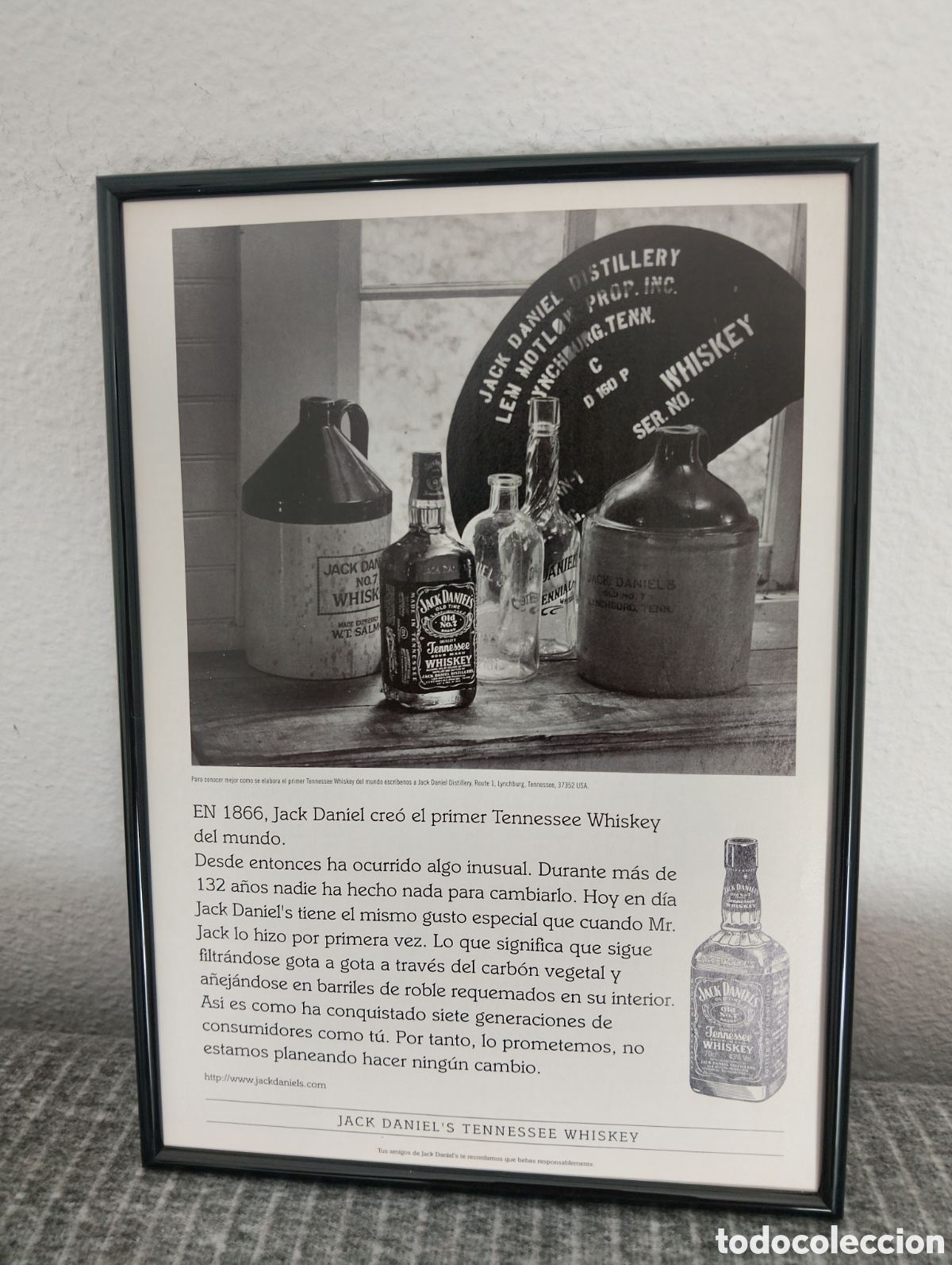 Segunda mano: Jack Daniels anuncio original vintage a&ntilde;os 90 con marco incluido