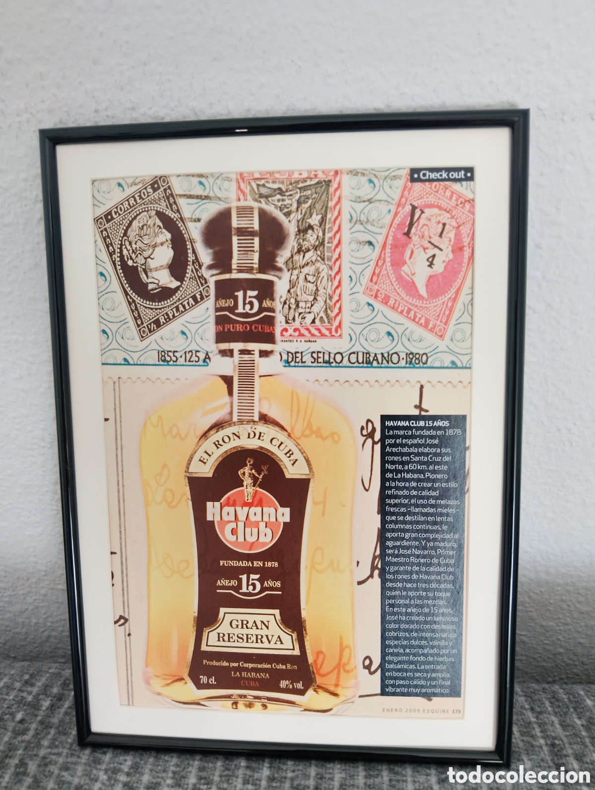 Segunda mano: Havana Club 15 a&ntilde;os Ron cubano anuncio original retro a&ntilde;os 00 con marco incluido
