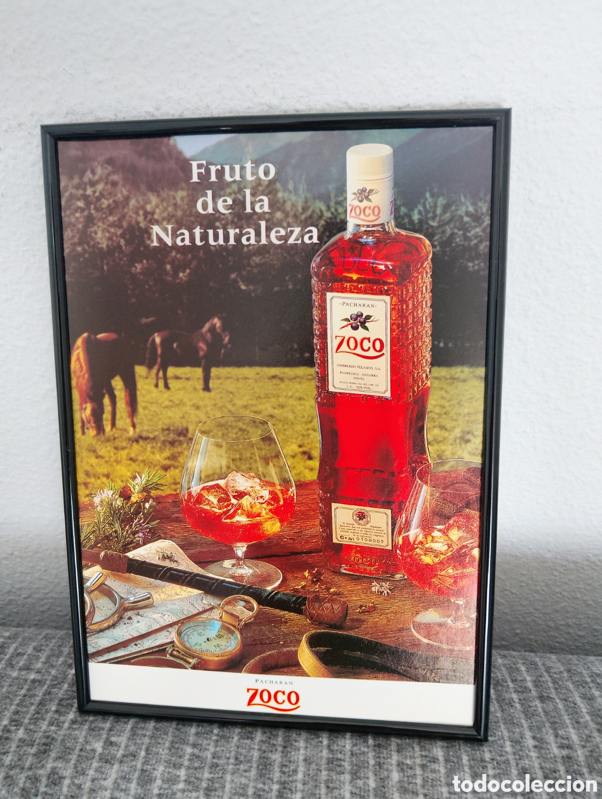 Segunda mano: Pachar&aacute;n Zoco anuncio original vintage a&ntilde;os 90 con marco incluido