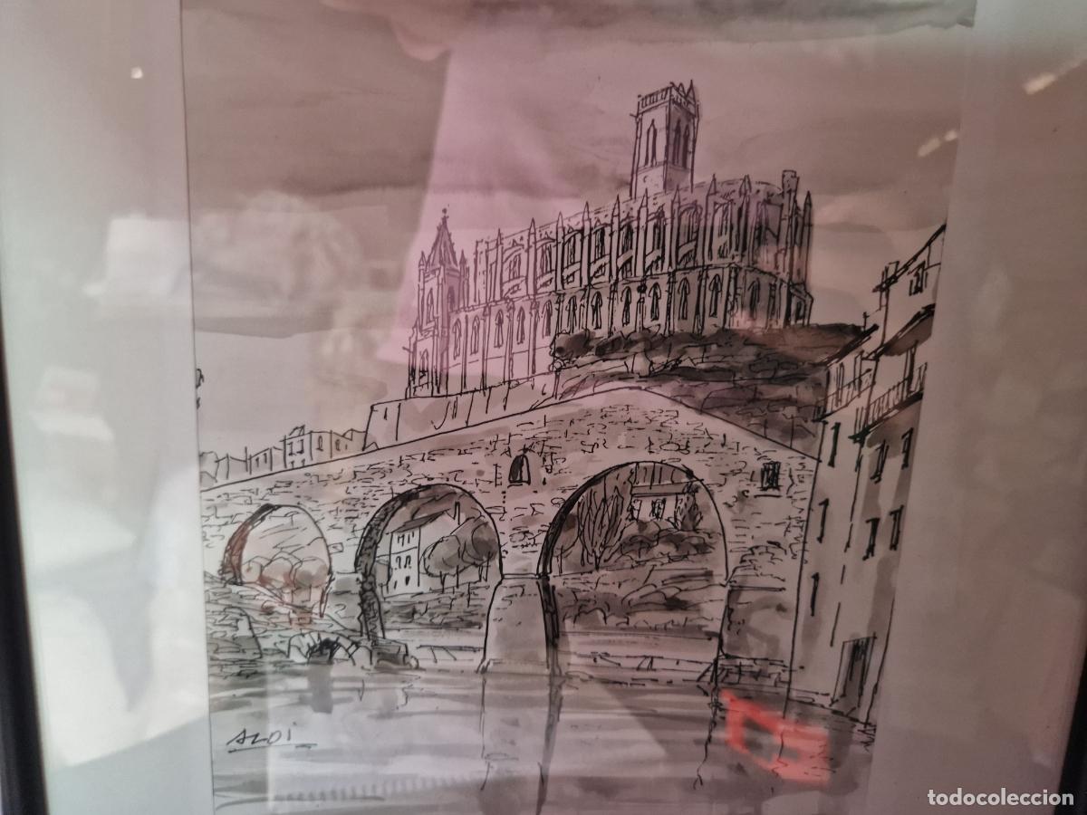 Segunda mano: BONITO CUADRO. CATEDRAL DE SANTA CECILIA Y PUENTE VIEJO. MEDIDA 40*30