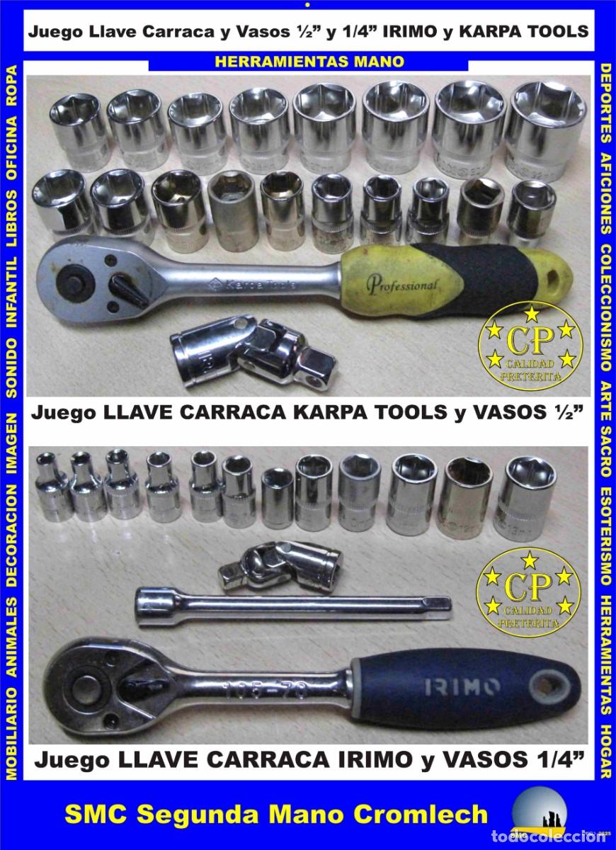 Segunda mano: 2 Juegos LLAVE CARRACA y VASOS, IRIMO 1/4&rdquo;, y KARPA TOOLS 1/2&rdquo; Calidad Pret&eacute;rita.
