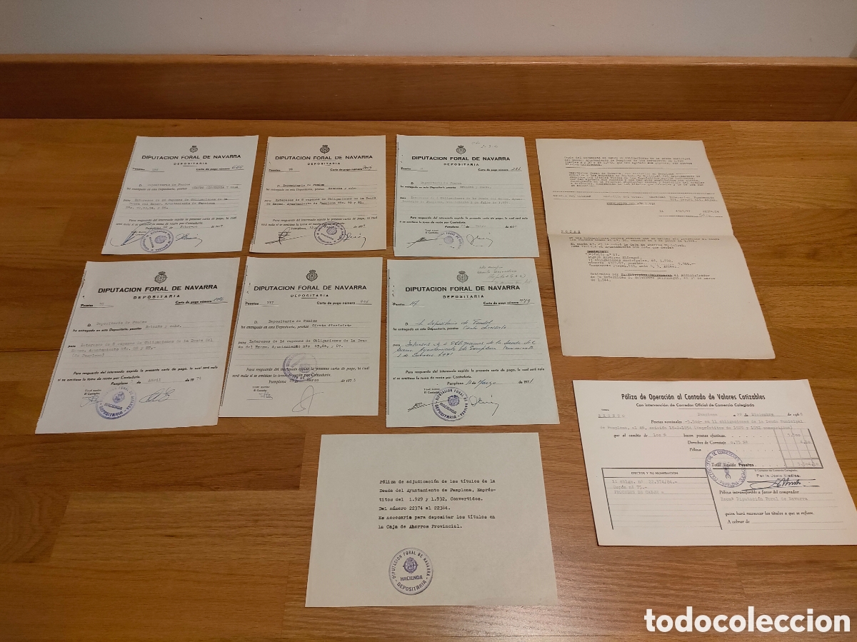 Segunda mano: CUPONES OBLIGACIONES AYUNTAMIENTO DE PAMPLONA