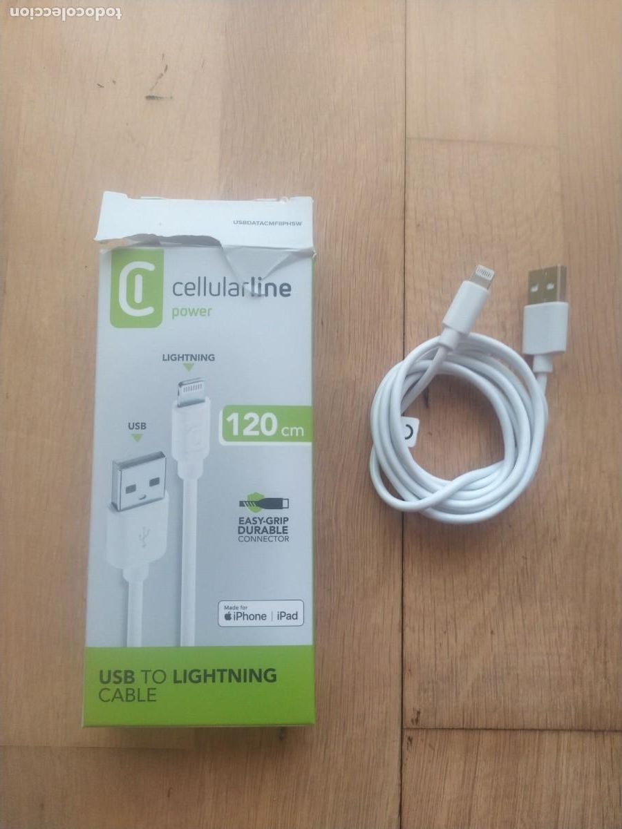 Segunda mano: CABLE DE CONEXION LIGHTNING Y USB DE 120 CM. PARA APPLE. - Foto 1