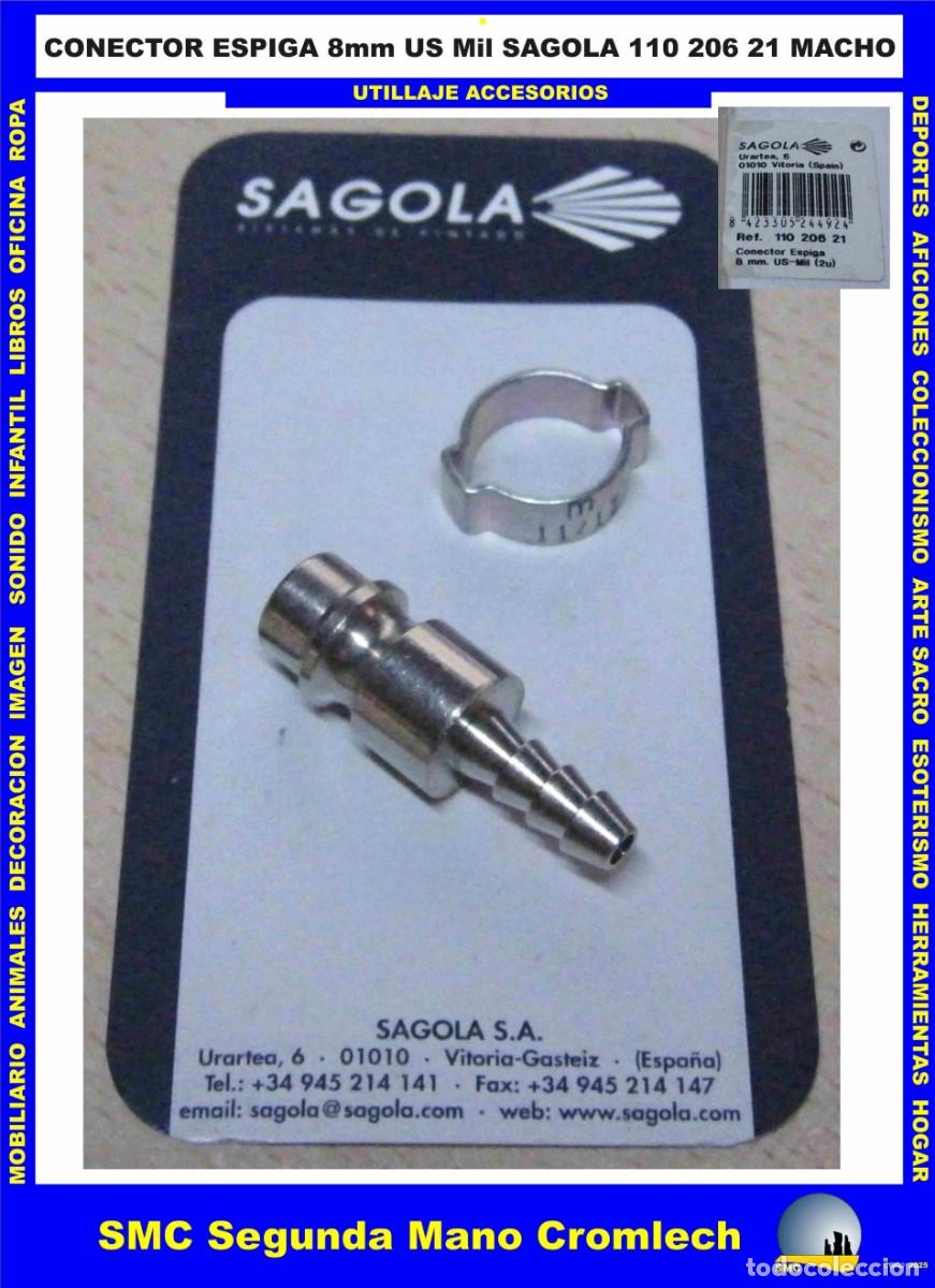 Segunda mano: CONECTOR ESPIGA 8mm US Mil SAGOLA 110 206 21 Macho. A&ntilde;os 90 de CROMLECH DESIGNS