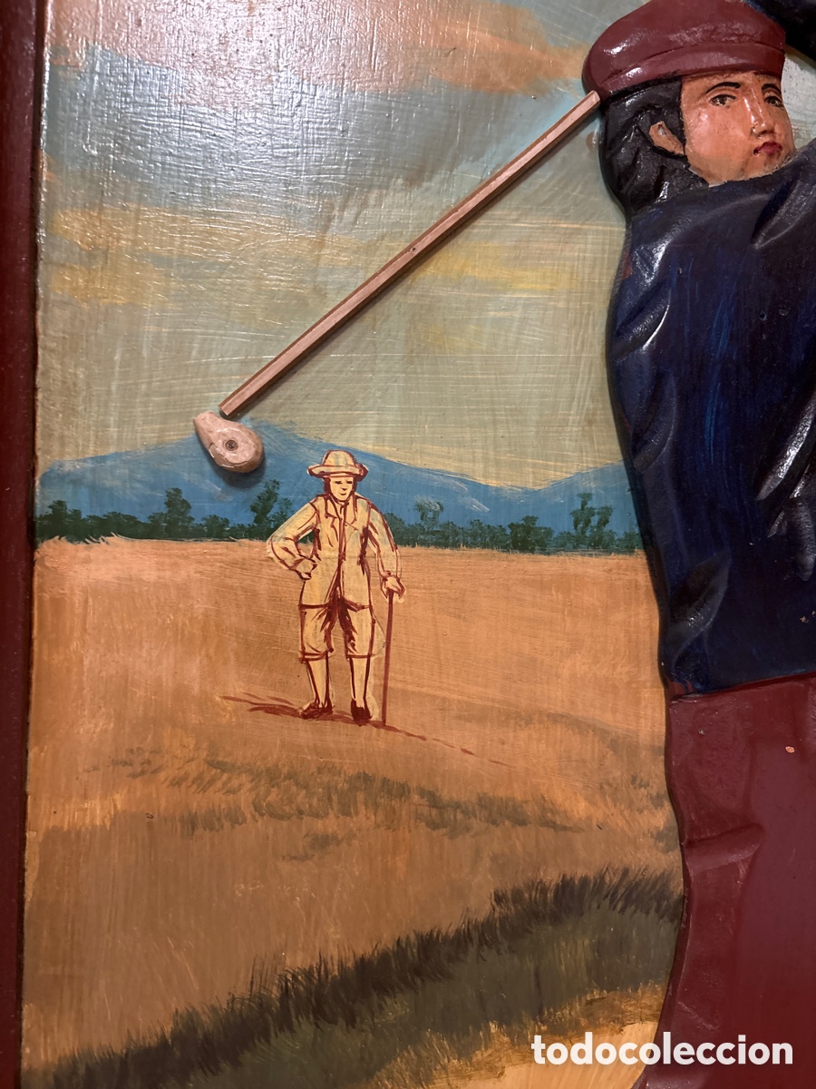 Segunda mano: Cuadro de madera ( hombre jugando al golf) - Foto 6