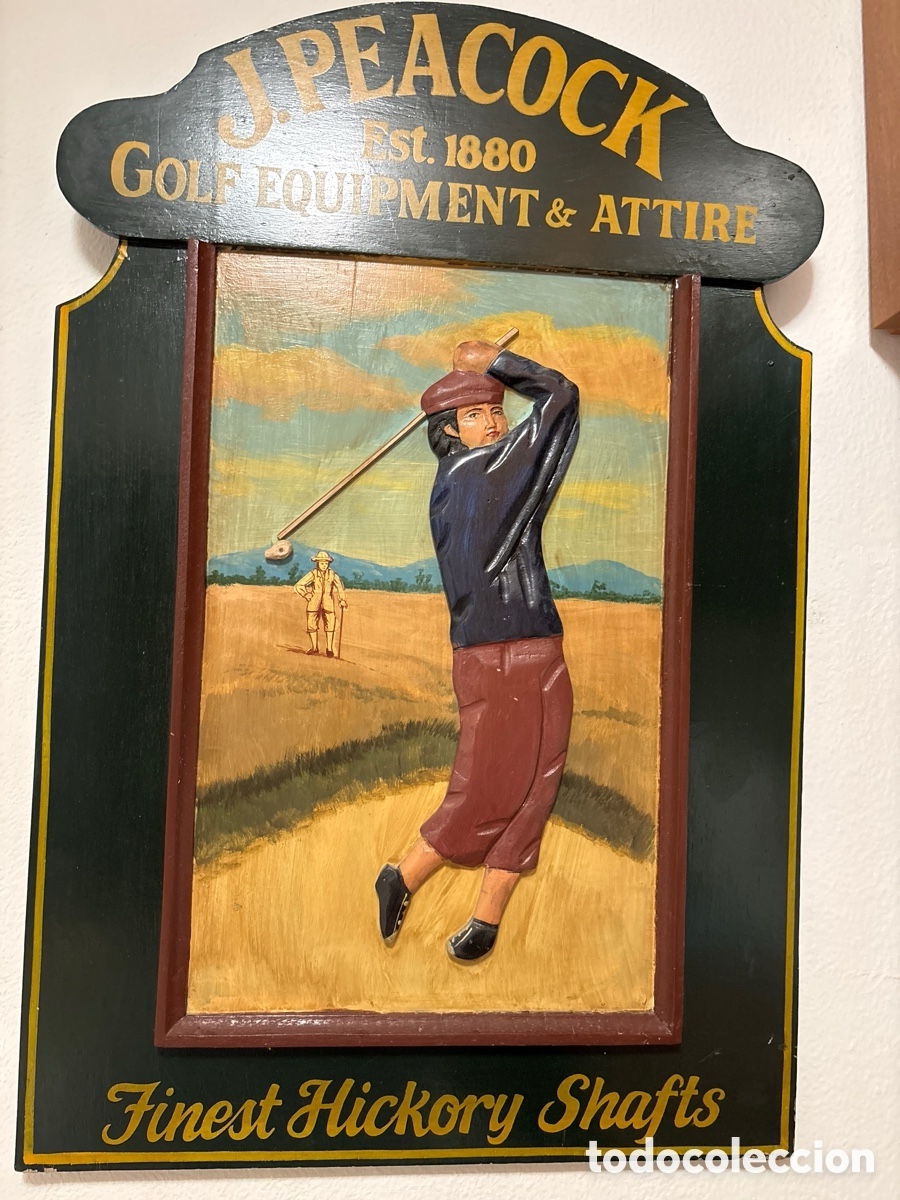 Segunda mano: Cuadro de madera ( hombre jugando al golf) - Foto 1