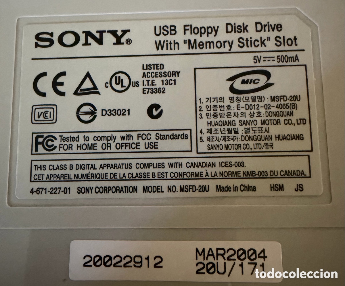Segunda mano: USB floppy disk drive with memory stick slot, Sony. memory stick reader. MSFD-200. Nuevo - Foto 4
