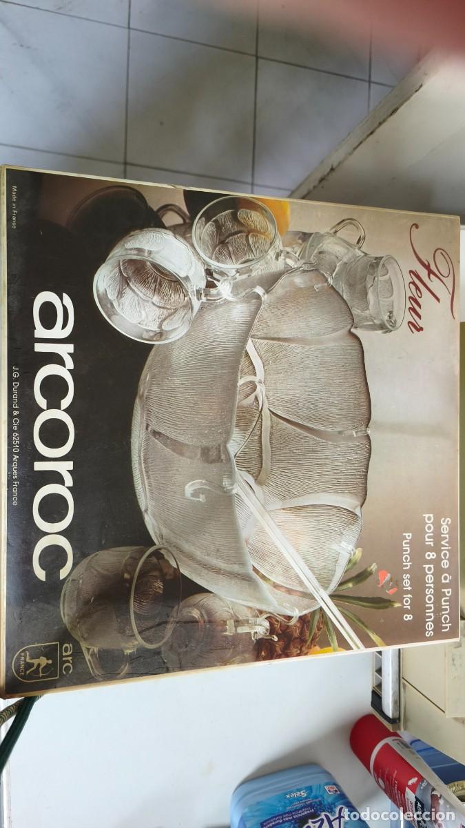 Segunda mano: Juego de Ponche Vintage Arcoroc &rdquo;Fleur&rdquo; - Francia (A&ntilde;os 70-80) - Caja Original