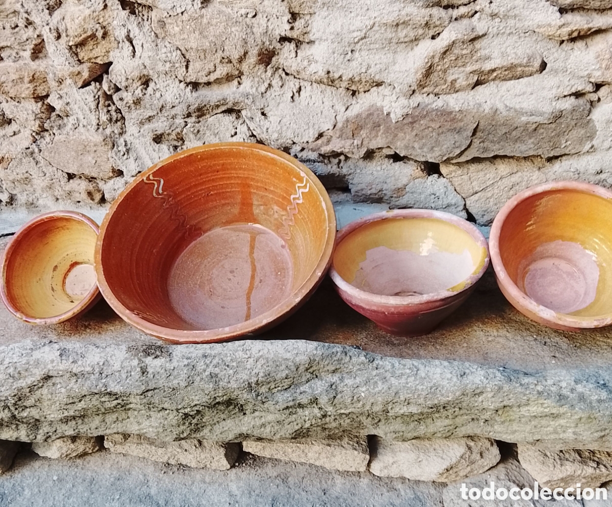Segunda mano: Conjunto de lebrillos o barre&ntilde;os de barro a&ntilde;os 40.